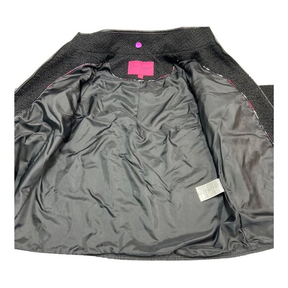 Betsey Johnson Jacket Womens M Black Chevron Textured Boucle Knit Coat Classic - Picture 7 of 10